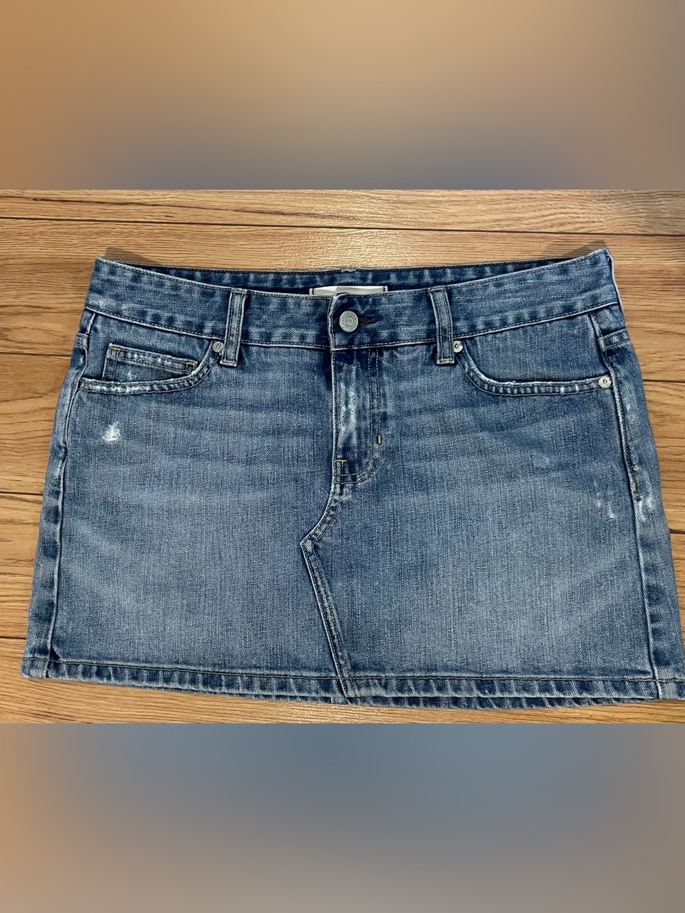 Gap 1969 limited edition Blue Denim Mini jeans Skirt distressed size 6